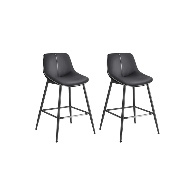 Set di 2 Sgabelli da Bar Ergonomico Piedini Regolabili