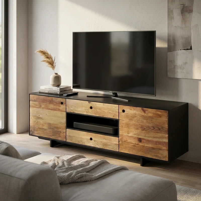 Porta tv in Pino riciclato cm 180x48x60 - PINE