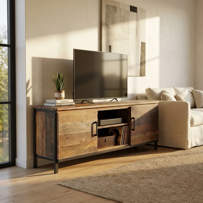 Porta tv Moderno in Legno Metallo cm 150x40x55 - DARWIN