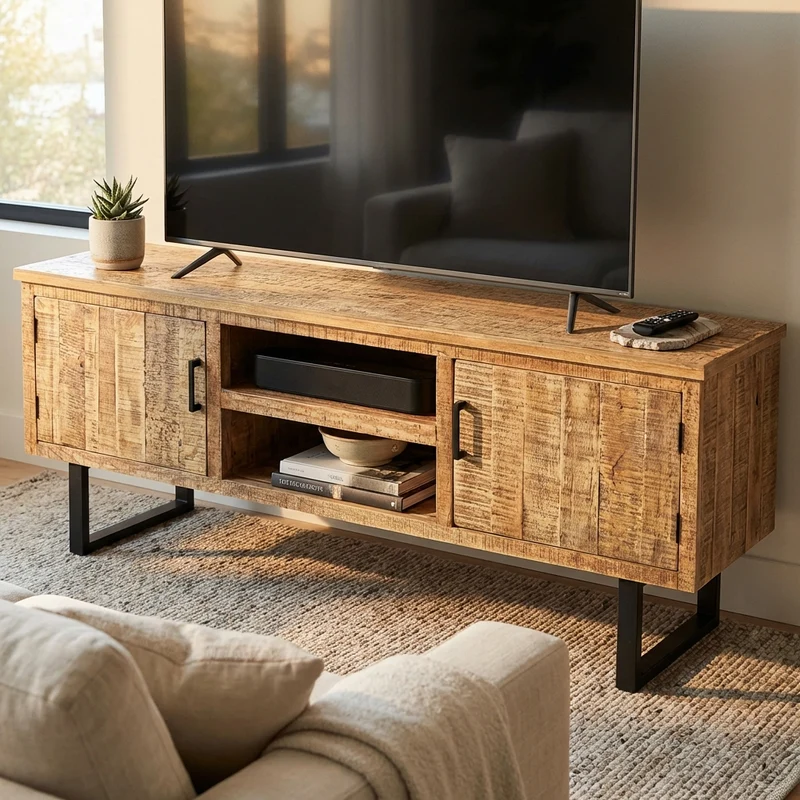 Porta tv Moderno in Legno Metallo cm 160x45x60 - WILLARD