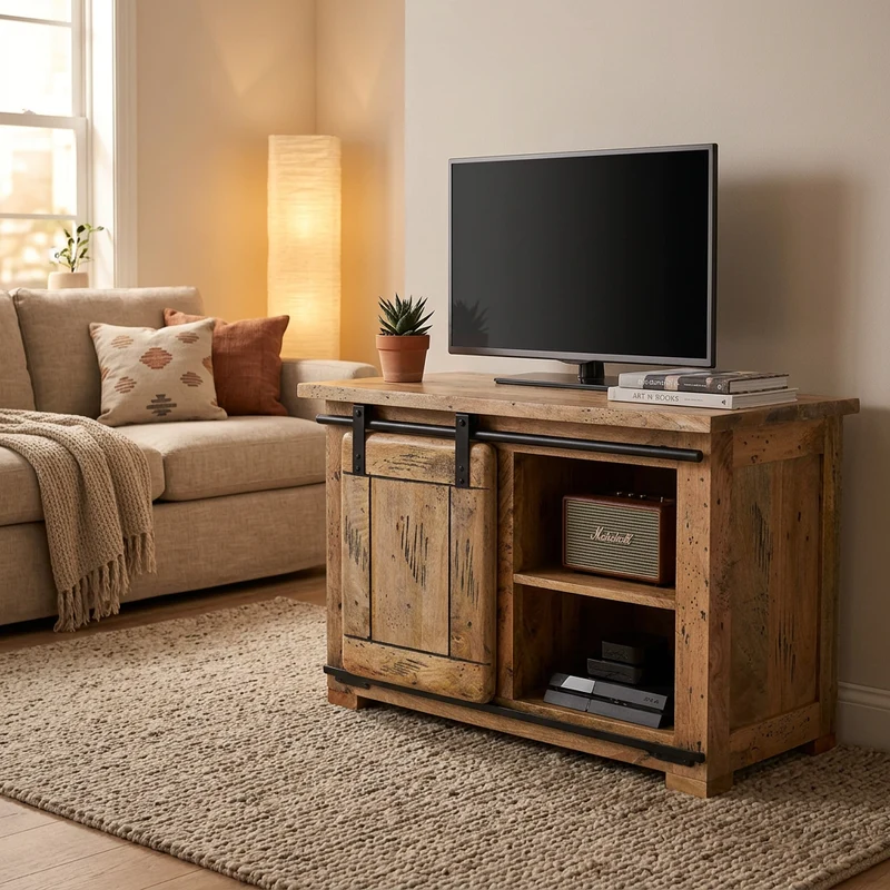 Porta tv per soggiorno Industrial in Legno cm 80x45x60 - RICK