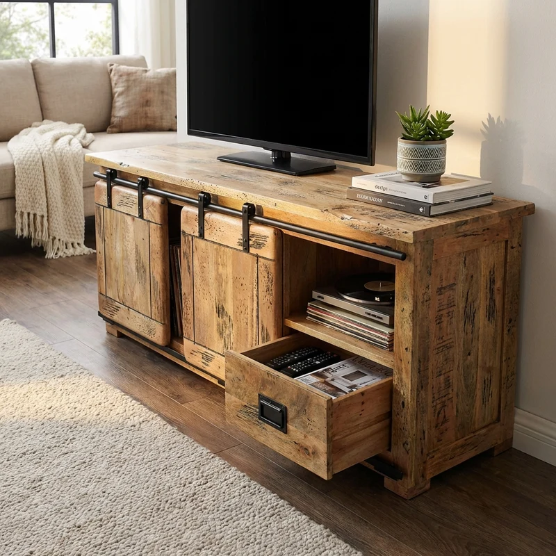 Porta tv per soggiorno Industrial in Legno cm 150x45x60 - RICK