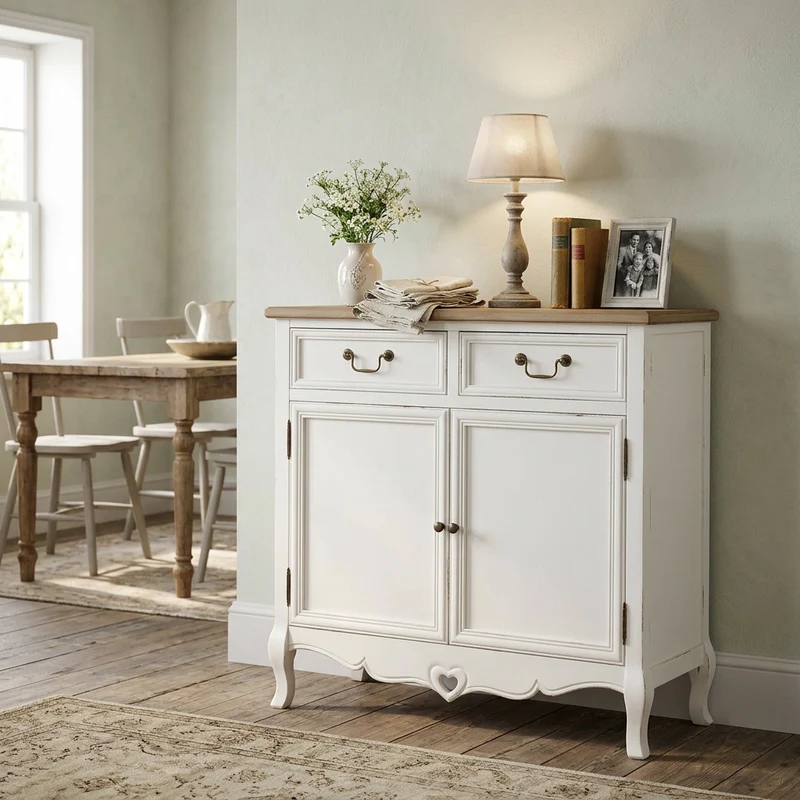 Credenza 2 ante 2 cassetti shabby chic in Legno cm 86x37x85 - JAROD