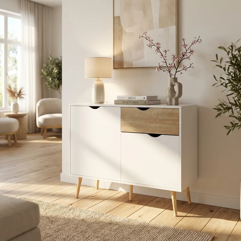 Madia Moderna per soggiorno Industrial in Legno cm 99x39x82 - PALMER