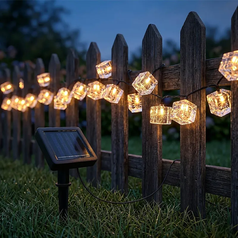 Ghirlanda Luminosa Solare LED 4,8 m con 20 Cubetti Effetto Ghiaccio Il Gruppone