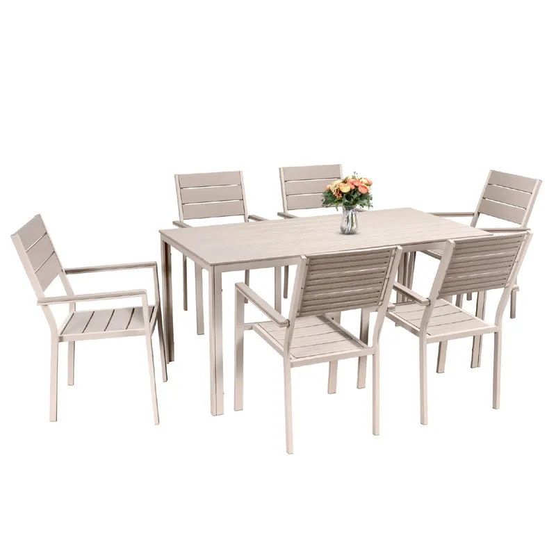 Set Tavolo da Giardino con 6 Sedie in Acciaio e Piano HDPE Il Gruppone