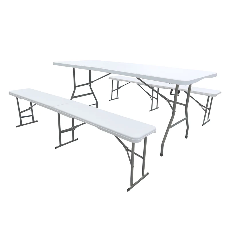 Set Da 3 Pezzi Tavolo + 2 Panche Pieghevoli Il Gruppone