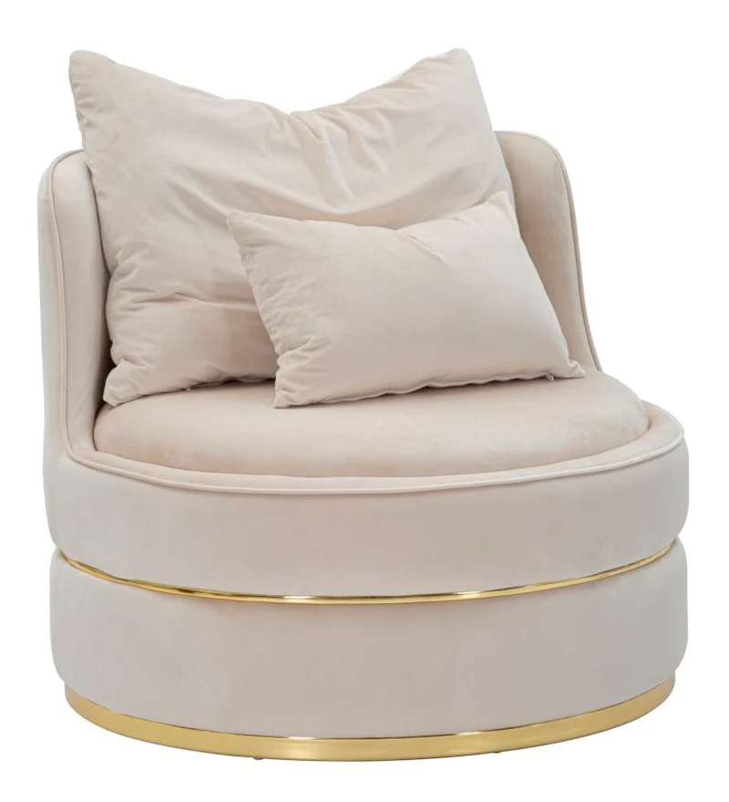 Poltrona rotonda imbottita in tessuto con decori dorati - PARIS SPACEREMA GOLD