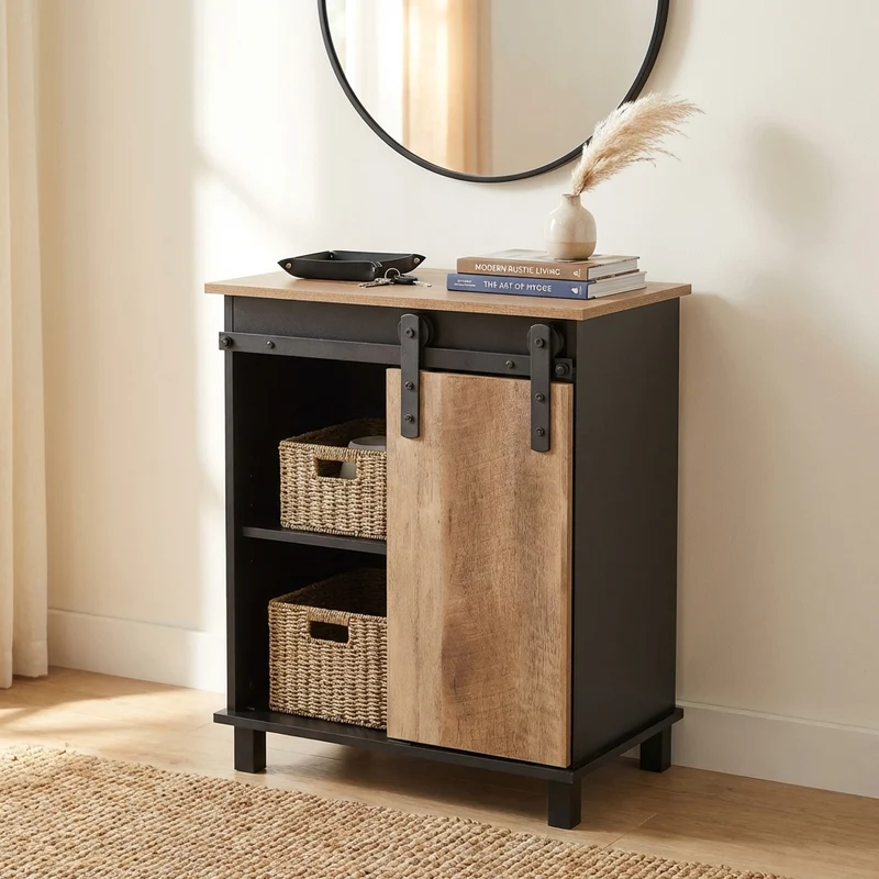 Madia per soggiorno Industrial in Legno Acciaio cm 60x40x78 - TREY