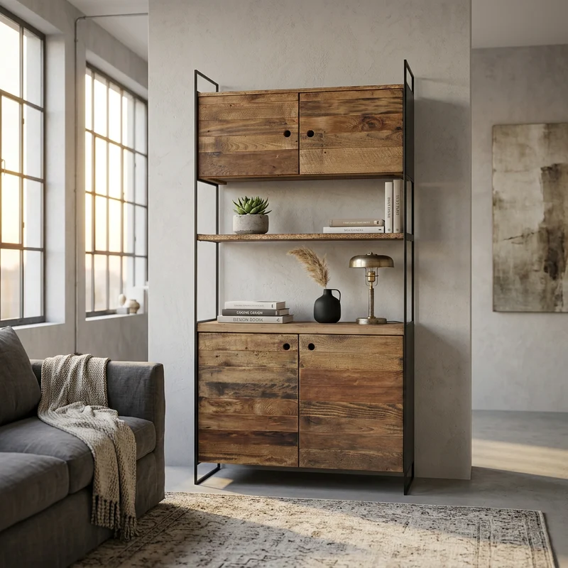 Credenza in Pino riciclato cm 99x40x190 - PINE
