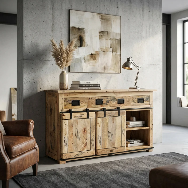 Madia per soggiorno Industrial in Legno cm 150x45x90 - RICK