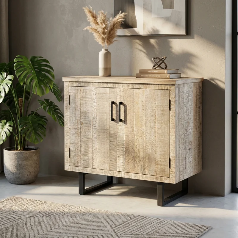 Madia a due ante in Legno Metallo cm 90x45x83 - CARLISLE