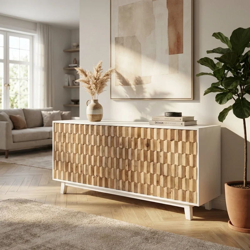 Madia Moderna con decoro in Legno cm 180x45x80 - JAMAR