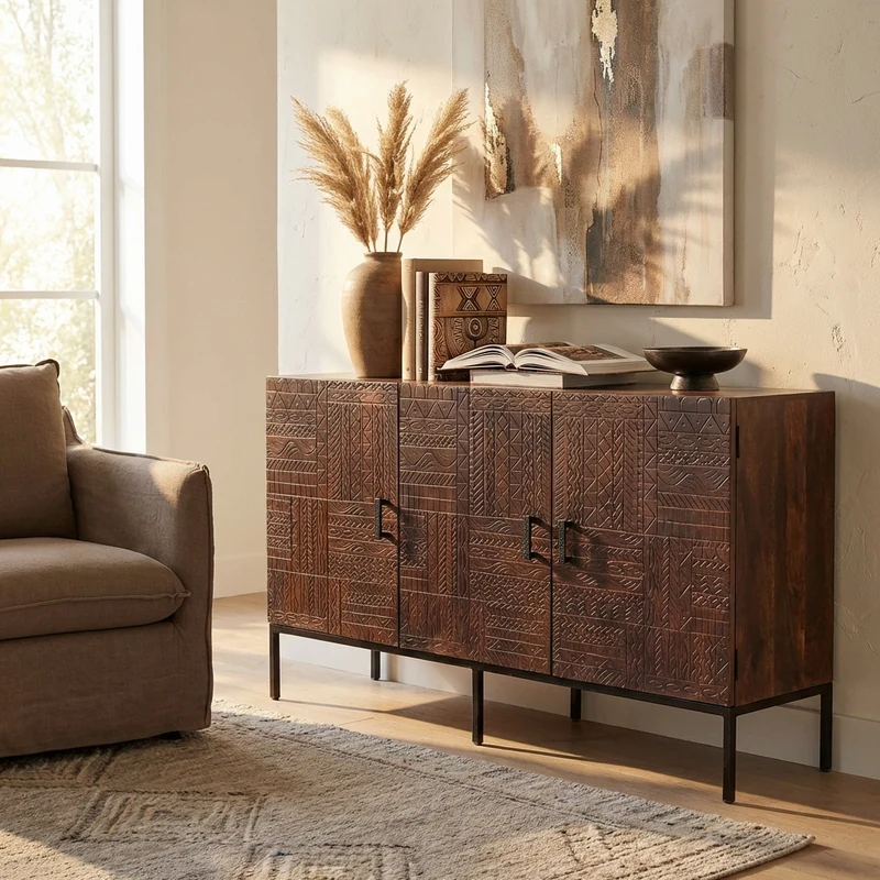 Madia con decoro 3 ante in Legno Metallo cm 150x40x85 - SELWYN