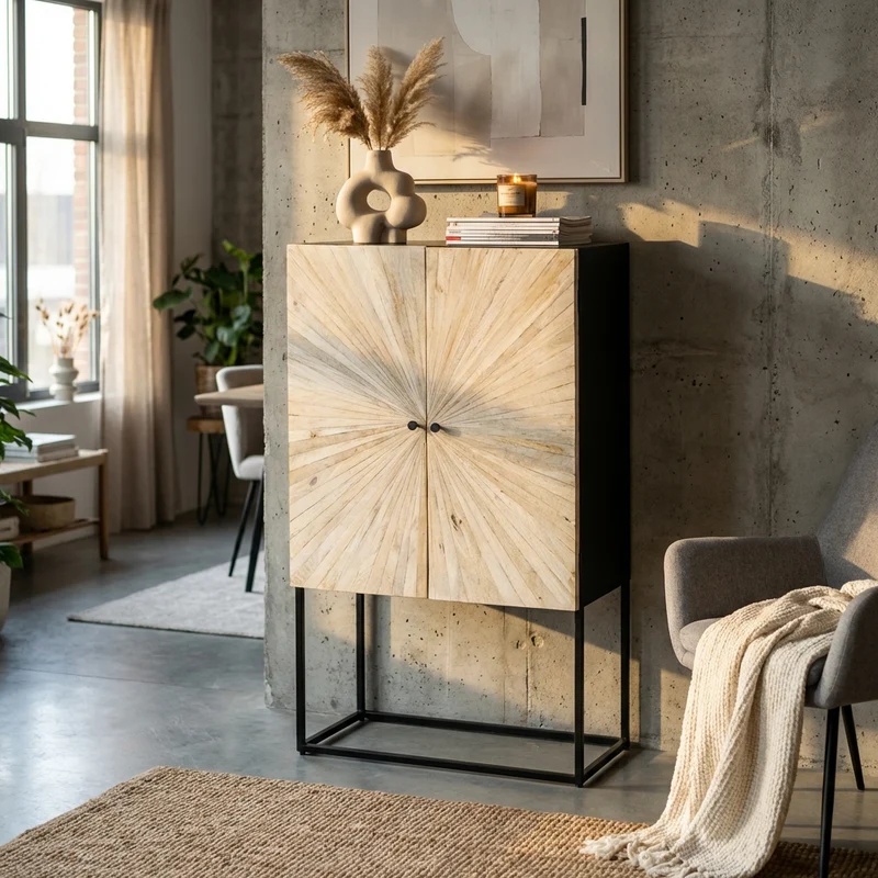 Dispensa 4 ante in Legno Metallo cm 90x40x160 - ALPHONZO