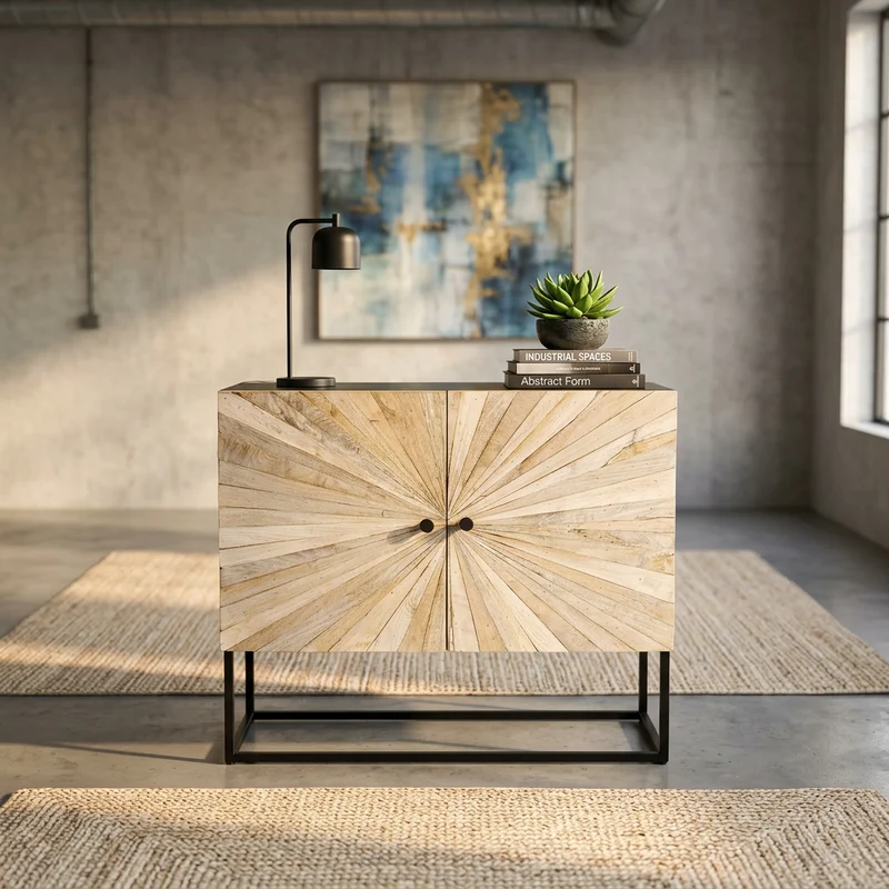 Madia 2 ante per soggiorno Industrial in Legno Metallo cm 85x40x80 - GEORGE