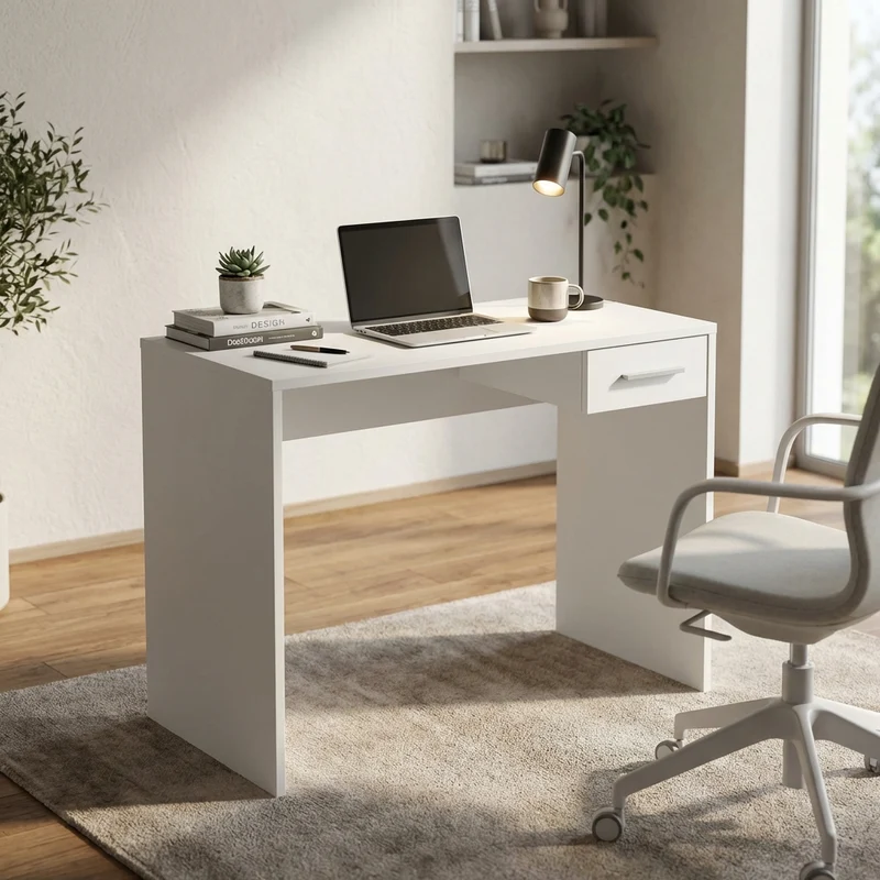 Scrivania Moderna con cassetto in Legno Composito cm 90x74x45 - KELVIN