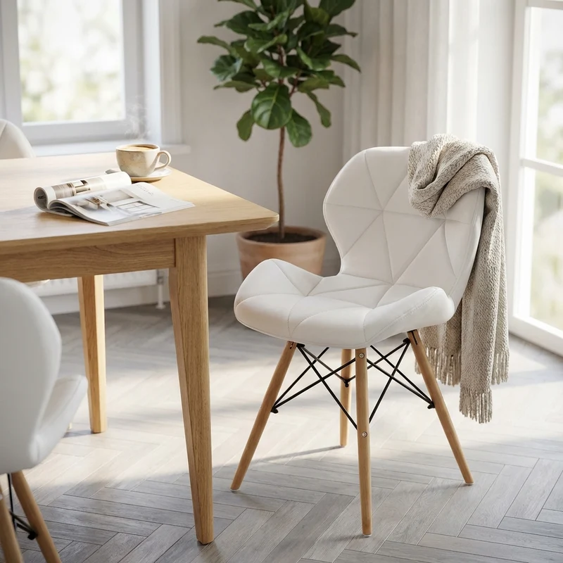 Sedia Moderna con seduta imbottita in Ecopelle Legno cm 41x49x71 - MIA