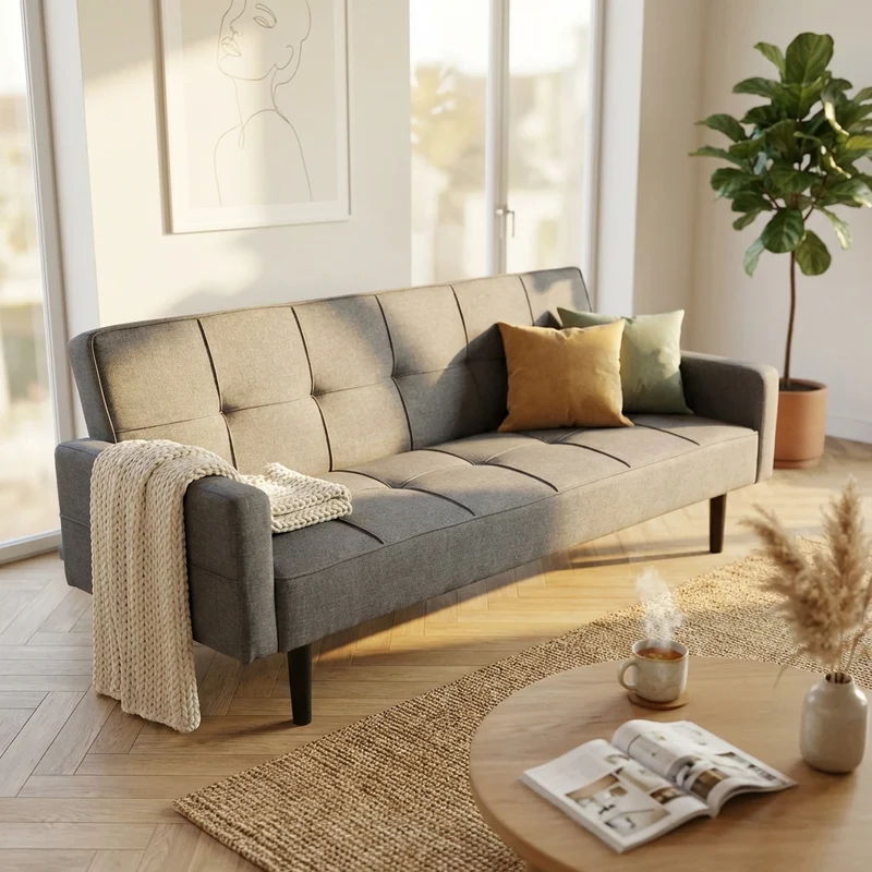 Divano Letto tre posti in Tessuto cm 194x83x74 - KIRK
