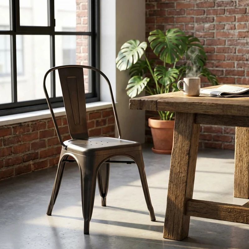 Sedia per Sala da Pranzo Industrial in Acciaio cm 35x45x85 - METAL