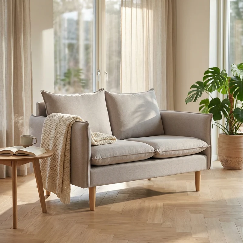 Divano 2 posti stile scandinavo in Tessuto cm 130x84x82 - LEO