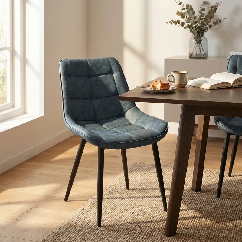 Poltrona per Sala da Pranzo in Ecopelle Metallo cm 44x50x83 - WINNY