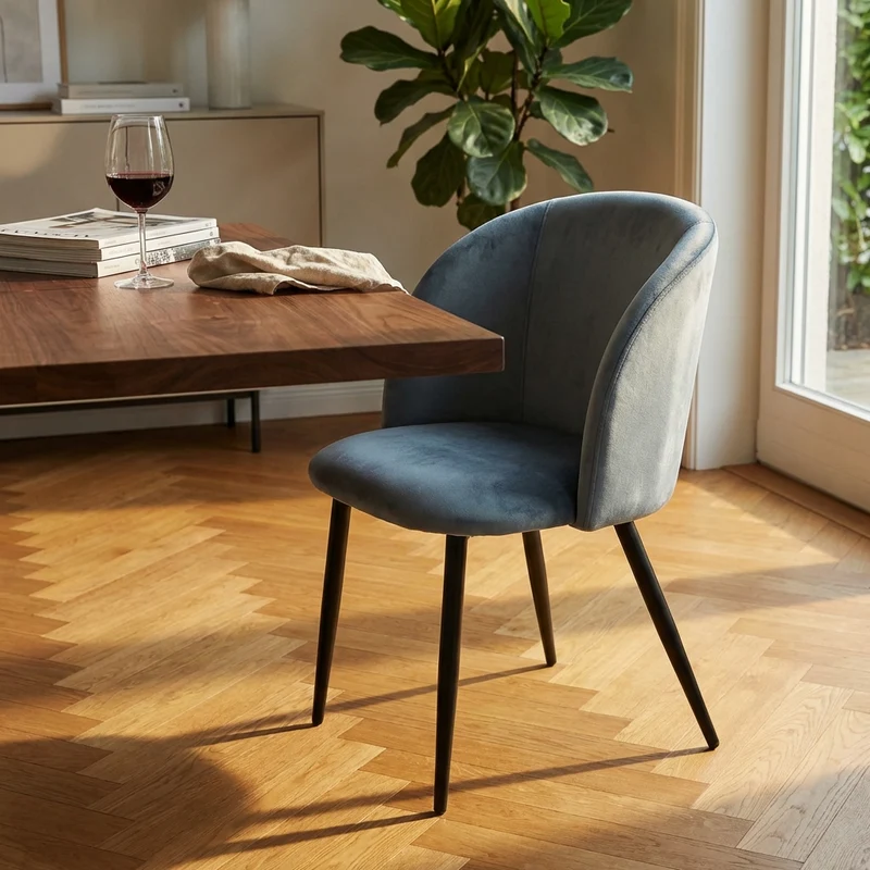 Poltrona per Sala da Pranzo in Velluto Metallo cm 50x46x83 - TIGER