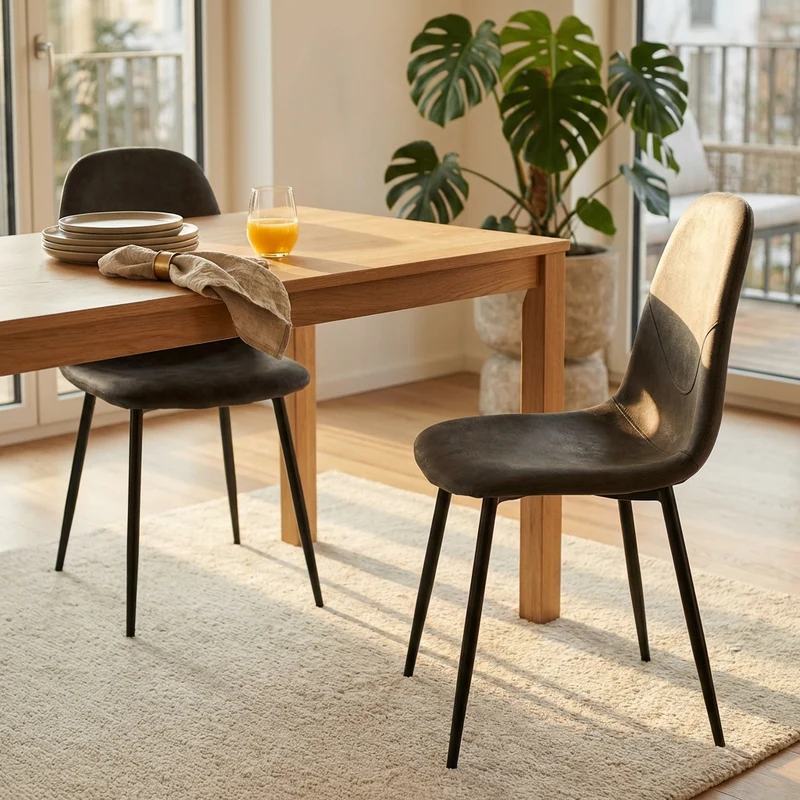 Sedia Moderna per tavolo da Pranzo in Ecopelle Metallo cm 40x42x84 5 - UP