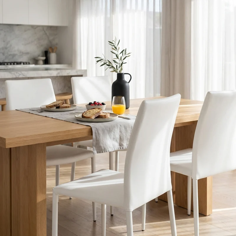 Sedia da Pranzo Moderna in Ecopelle Acciaio cm 41x43x90 - RACHEL