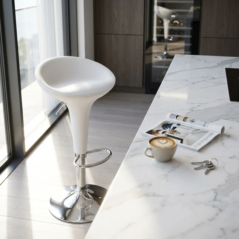 Sgabello Moderno per Sala da Pranzo in Plastica Metallo cm 40x45x78 - LORENNE