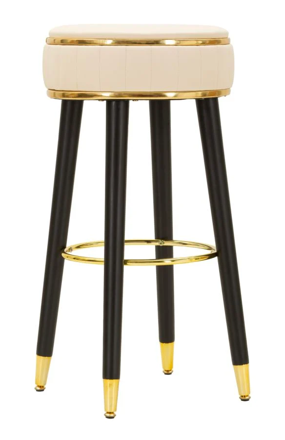 Sgabello da bar vintage con gambe nere e dettagli dorati - LONDON