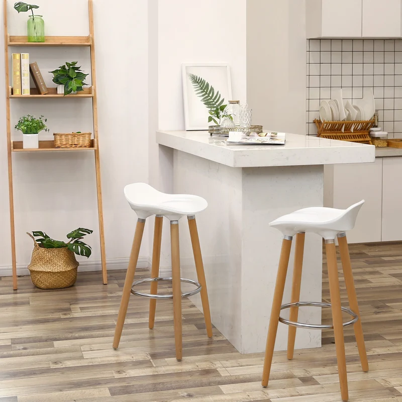 Sgabelli da Bar con Gambe in Legno