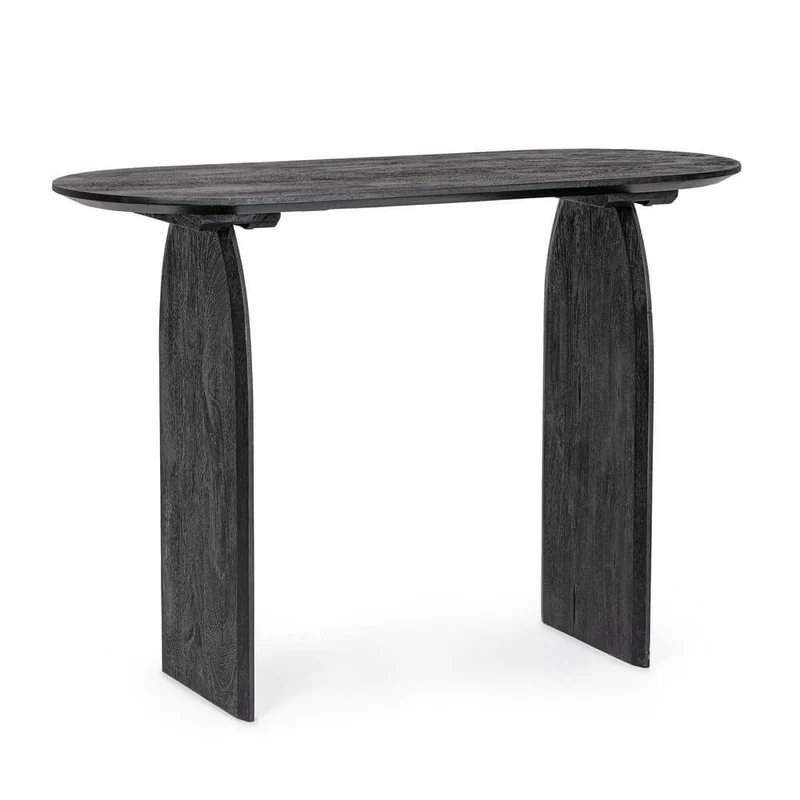 Consolle in Legno di Mango Nero con Piano Ovale - MAXIM