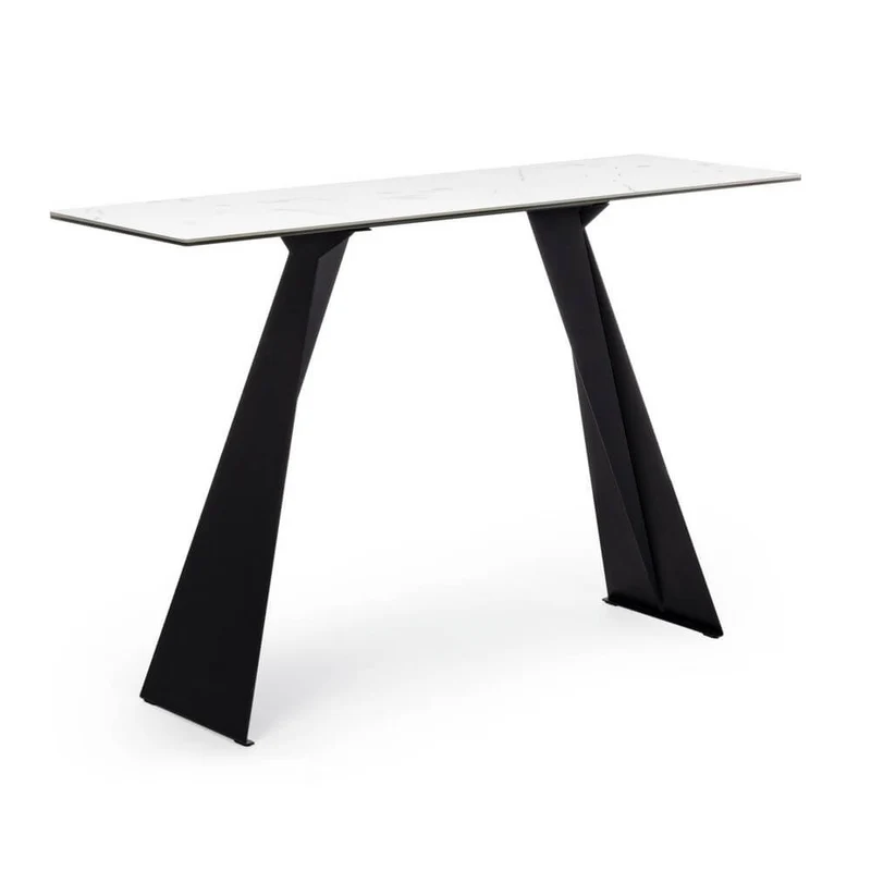 Consolle Moderna con Piano in Ceramica e Base in Acciaio Nero - MARTHA