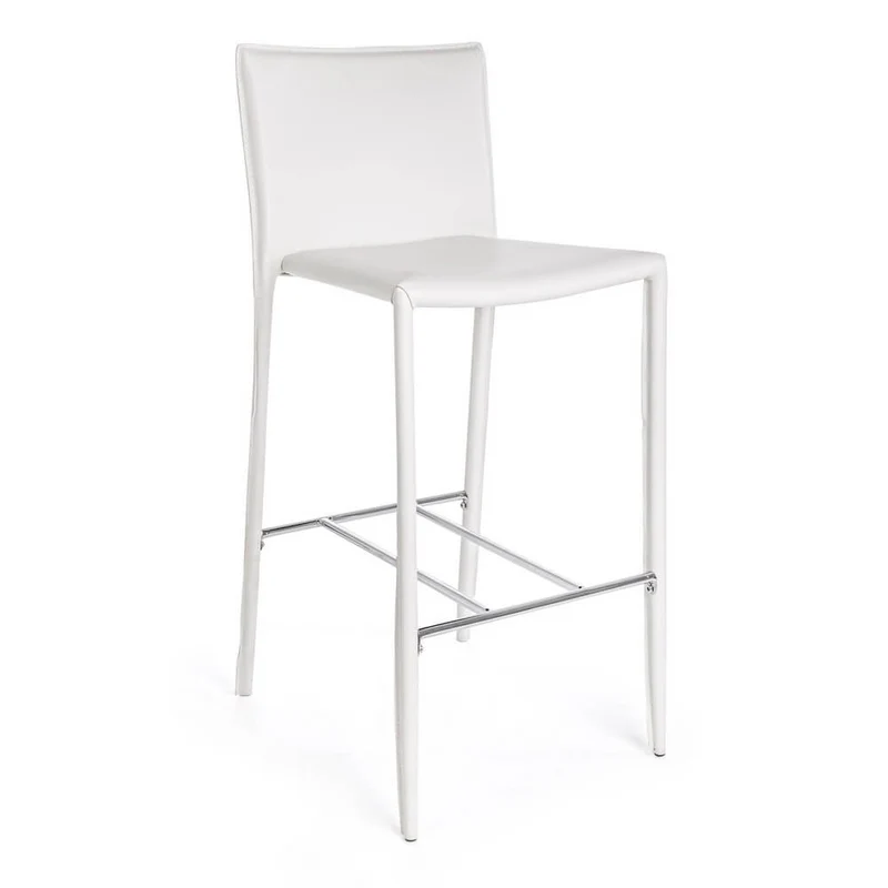 Set di 2 Sgabelli da Bar in PVC Bianco con Struttura in Acciaio - ISABELLE