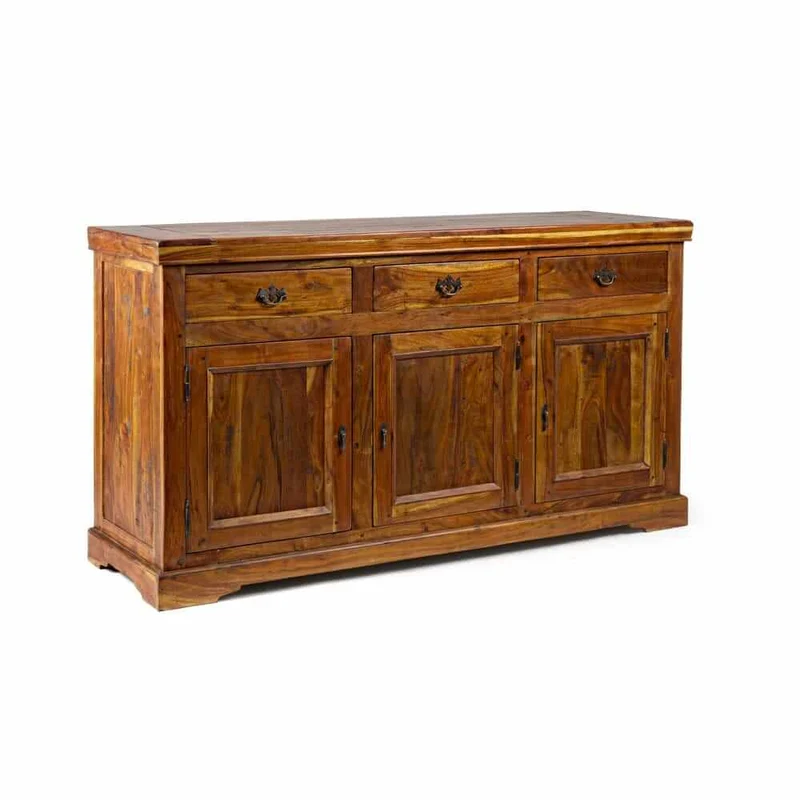 Credenza in Legno di Acacia Massello 3 Ante e 3 Cassetti Rustica - MANSION