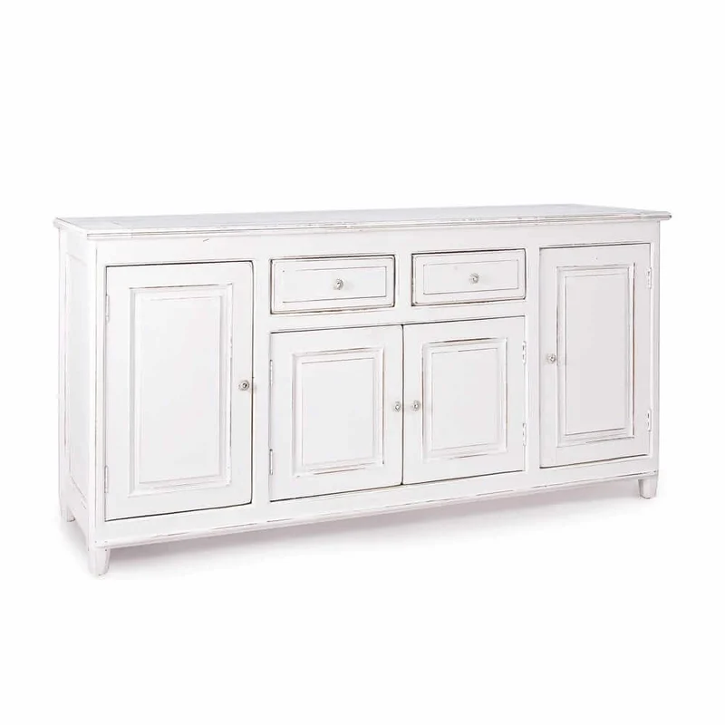Credenza in Legno Mango 4 Ante 2 Cassetti Stile Shabby Chic - MAEVE