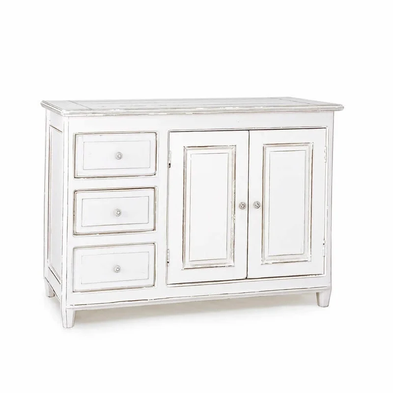 Credenza in Legno Mango 2 Ante e 3 Cassetti Stile Shabby - MAEVE