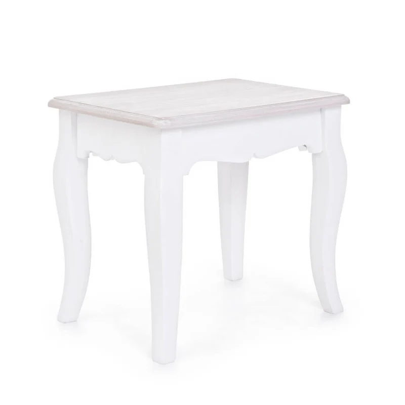 Sgabello in MDF bianco stile romantico con gambe curve - CAROLINE