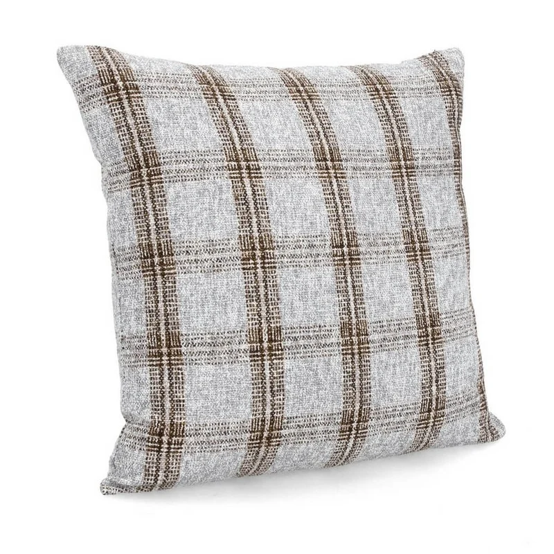 Cuscino decorativo in tessuto tartan grigio e marrone 50x50 cm - VERNON