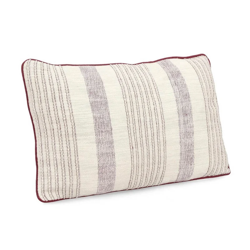 Cuscino decorativo in cotone a righe con imbottitura 50x30 cm Beige Bordeaux - MORGAN