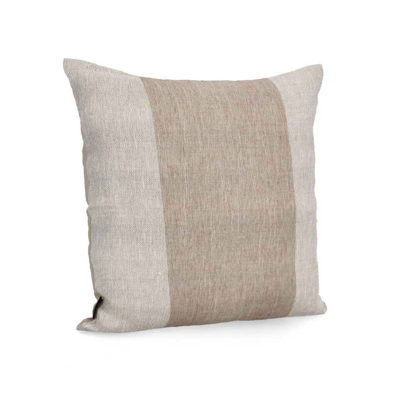 Cuscino decorativo in cotone e viscosa con fascia intrecciata 50x50 Naturale - MANPUR