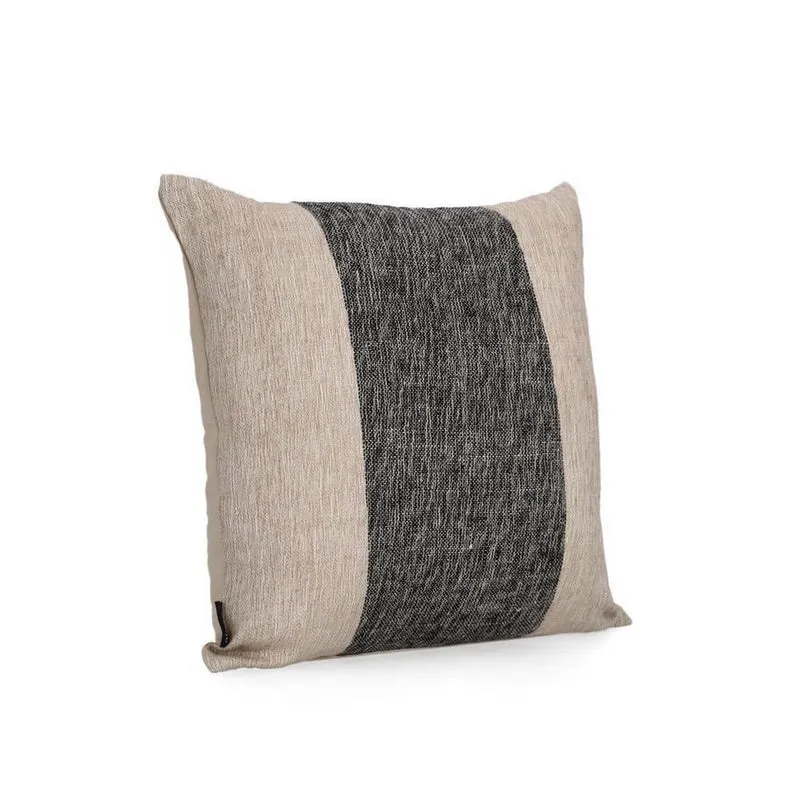 Cuscino Decorativo in Cotone e Viscosa con Fascia Intrecciata 45x45 Nero - MANPUR