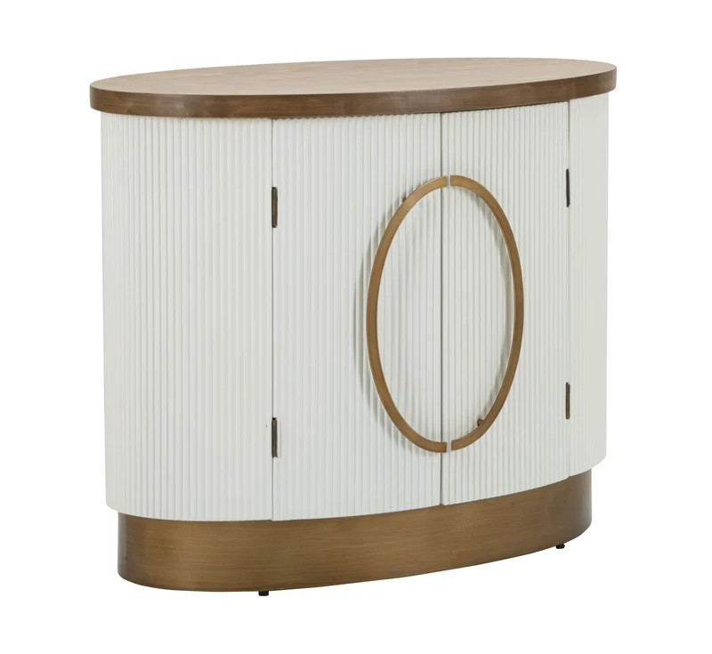 Mobiletto 2 Ante in Legno Bianco con Decorazioni in Rilievo 79x48x67 cm - TOLOSA