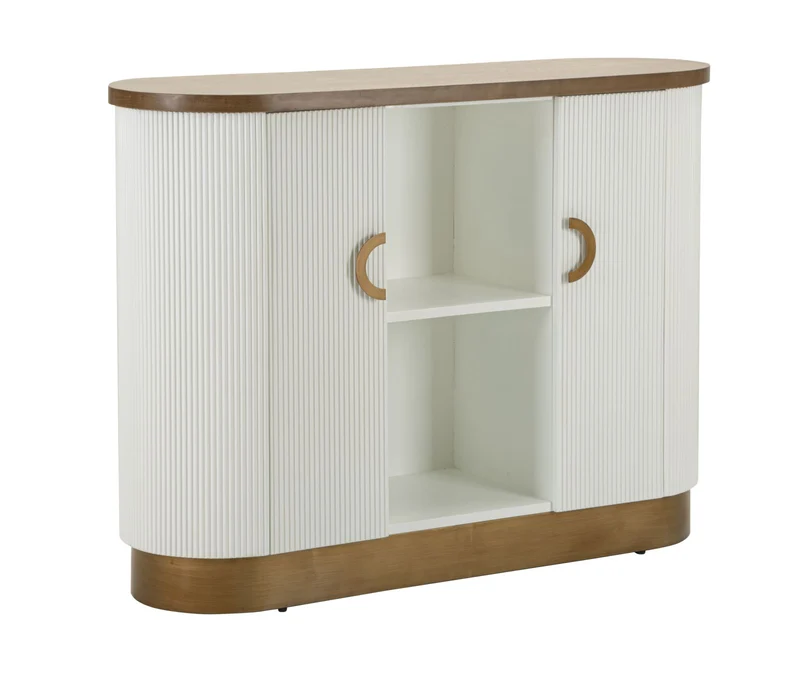 Mobile in legno bianco con ante e ripiani design arrotondato 121x90 - TOLOSA