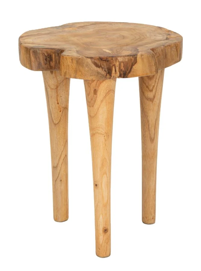 Sgabello rotondo in legno di teak riciclato 35x45 cm - KURSI