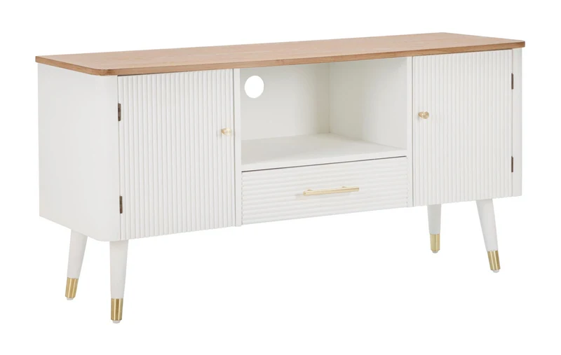 Mobile Porta TV in Legno Bianco con Ante e Cassetto 117 cm - MATERA