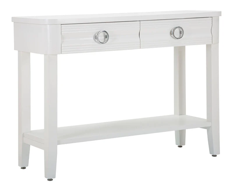 Console in legno bianco con 2 cassetti e ripiano 110x40x82 cm - SHINE