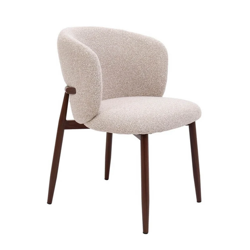 Set di 2 Sedie Imbottite in Tessuto Bouclé con Gambe Effetto Legno - AMALIA