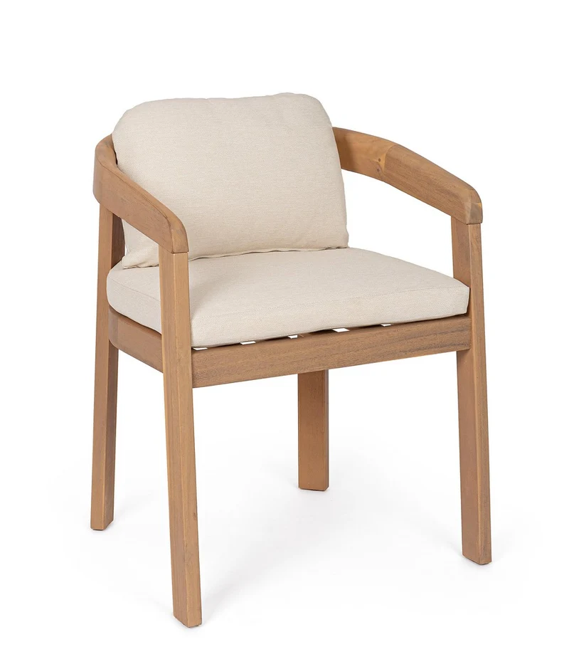 Set di 2 Sedie con Braccioli e Cuscini in Legno di Acacia FSC - PABLO